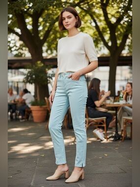 NYDJ Ami Skinny Ankle Jeans Women's Size 4 Soft Aqua Lift Tuck Stretch Denim